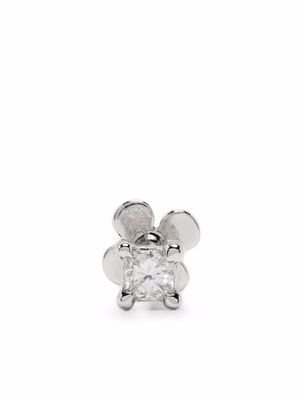 We by WHITEbIRD 18kt and 14kt white gold princess diamond stud earring - Silver