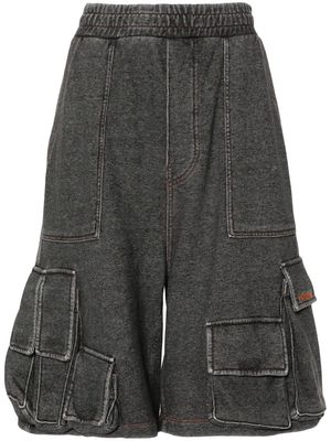 We11done acid-wash cotton cargo shorts - Grey