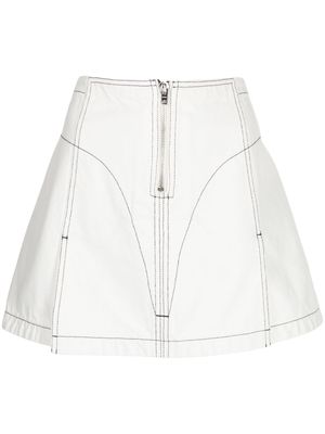 We11done contrast-stitching cotton A-line skirt - White