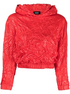 We11done crinkle-effect cropped hoodie - Red