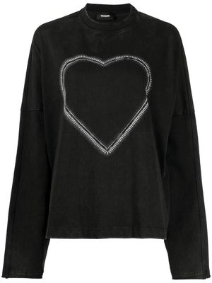 We11done heart-print cotton jumper - Black