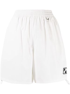We11done high-waisted logo-patch shorts - White
