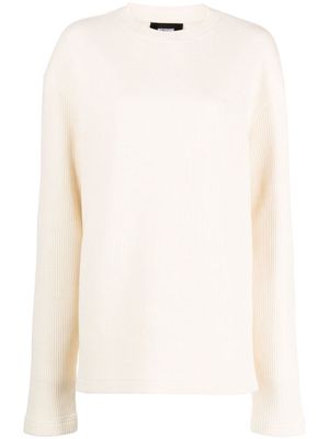 We11done logo-embroidered ribbed-knit jumper - White