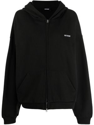 We11done logo-embroidered zip-front hoodie - Black