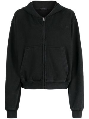 We11done logo-embroidered zip-up hoodie - Black