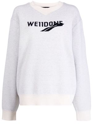 We11done logo intarsia-knit crew-neck jumper - Grey