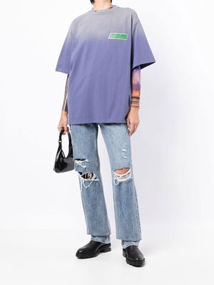 We11done logo-patch oversized T-shirt - Blue