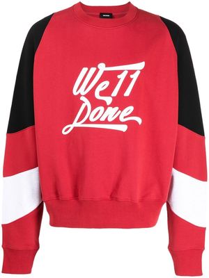 We11done logo-print colour-block sweatshirt - Red