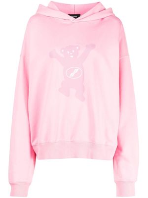 We11done logo print cotton hoodie - Pink