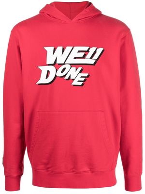 We11done logo-print cotton hoodie - Red