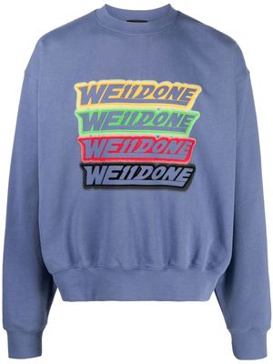 We11done logo-print cotton sweatshirt - Blue
