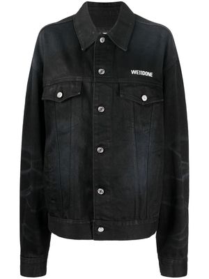 We11done logo-print denim jacket - Black