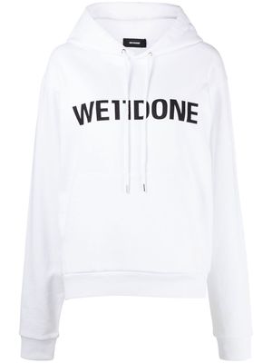 We11done logo-print drawstring hoodie - White