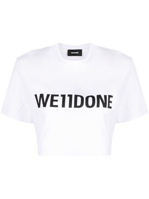 We11done logo-print jersey cropped T-shirt - White