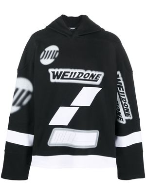 We11done logo-print long-sleeved hoodie - Black