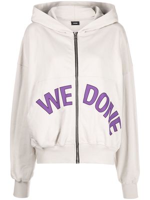 We11done logo-print zip-up hoodie - Grey