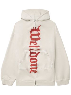 We11done logo-print zip-up hoodie - Neutrals