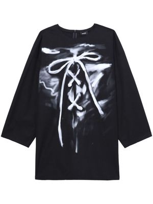 We11done painterly-print cotton T-Shirt - Black
