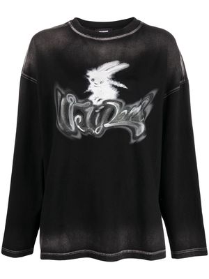 We11done rabbit-print faded sweatshirt - Black