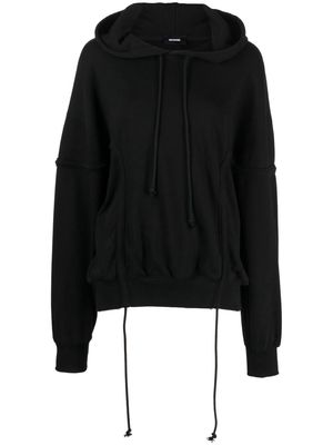 We11done ruched knitted cotton hoodie - Black