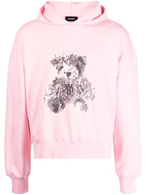 We11done teddy bear-print cotton hoodie - Pink