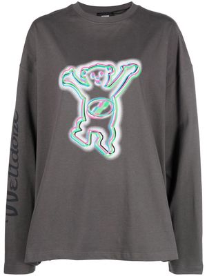 We11done teddy print long-sleeve T-shirt - Grey