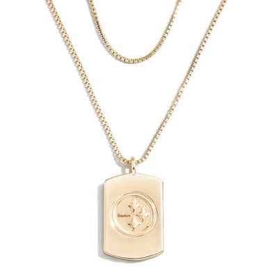 WEAR by Erin Andrews x Baublebar Pittsburgh Steelers Gold Dog Tag Necklace