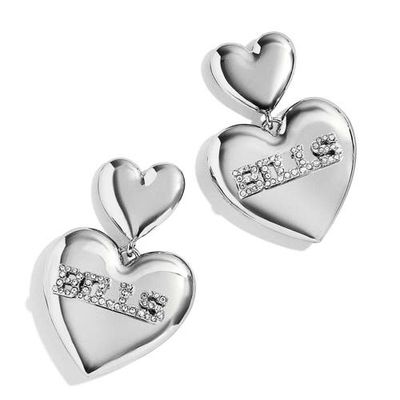 WEAR by Erin Andrews x Baublebar Silver Buffalo Bills Heart Statement Drop Earrings