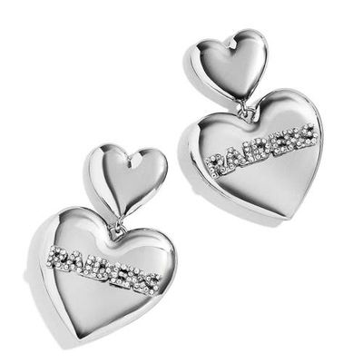 WEAR by Erin Andrews x Baublebar Silver Las Vegas Raiders Heart Statement Drop Earrings