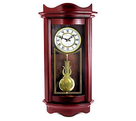 Weathered Chocolate Cherry Wood 25in Wall Clock with Pendulum