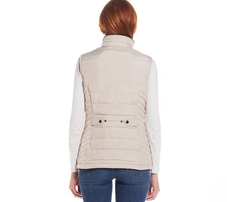 Weatherproof Channel Quilted Vest with Plush Li ning