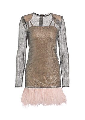 Webb Feather-Trim Cocktail Dress