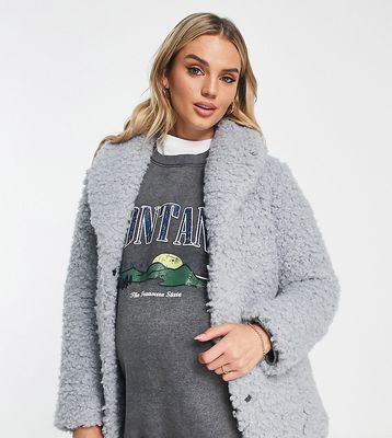 Wednesday's Girl Maternity boxy collar detail jacket in gray fluff