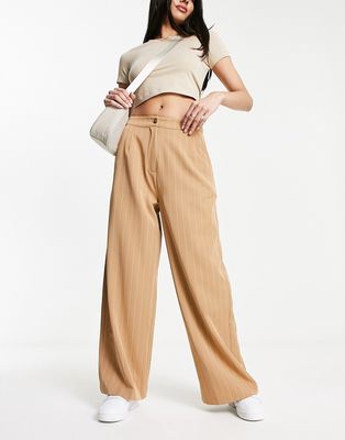Wednesday's Girl wide leg tailored pants in pin stripe-Brown