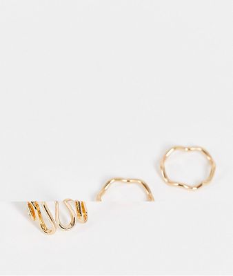 Weekday 2 pack wave rings in gold