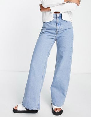 Weekday Ace high waist wide leg jeans in pool blue - MBLUE