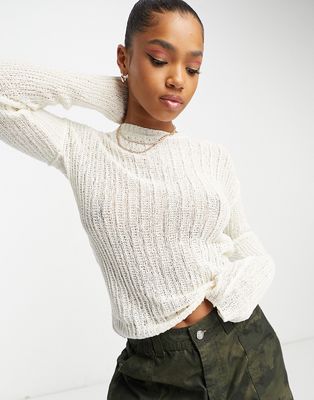 Weekday Ada lightweight knit sweater in beige-Neutral