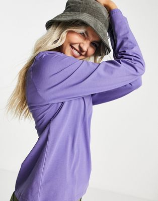 Weekday Alanis cotton long sleeve t-shirt in purple - PURPLE