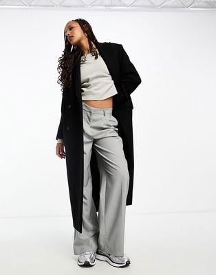 Weekday Alex wool blend oversized double breasted coat in black