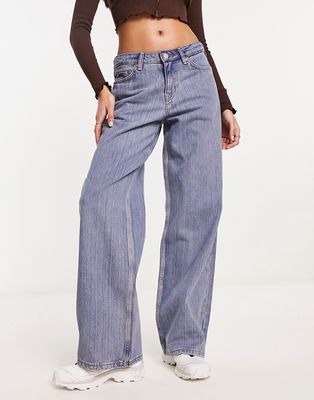 Weekday Ample low rise loose fit straight leg jeans in novel blue