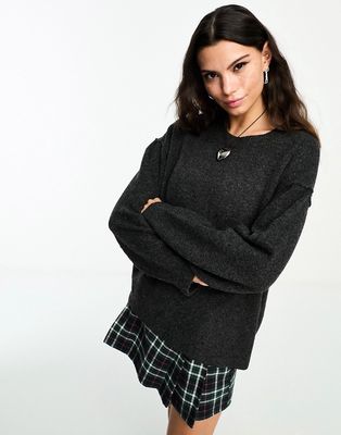 Weekday Annie knitted sweater in dark gray melange
