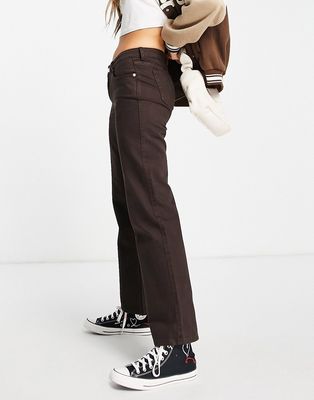Weekday Arrow cotton straight leg jeans in brown - BROWN