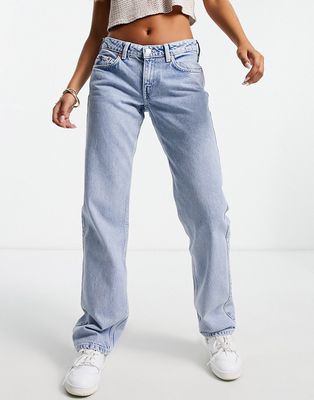 Weekday Arrow low rise straight leg jeans in summer blue