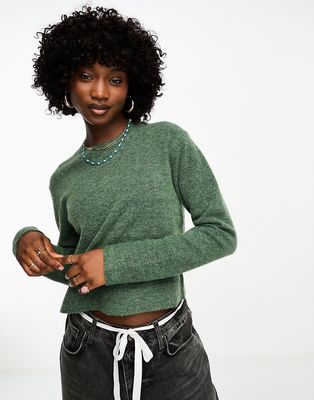 Weekday Ayla knit sweater in green melange