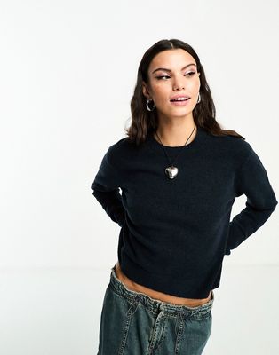 Weekday Ayla knitted sweater in navy melange