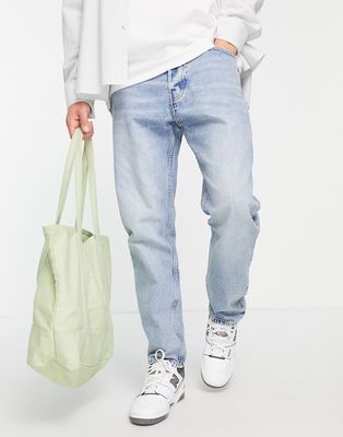 Weekday barrel relaxed tapered jeans in spring blue