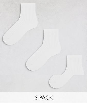Weekday Bella 3-pack ribbed socks in white