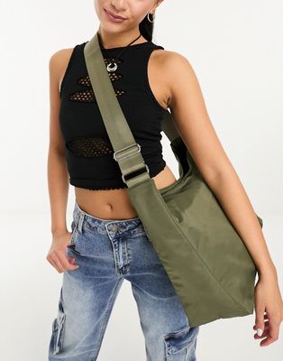 Weekday Carry oversized shoulder bag in khaki-Green