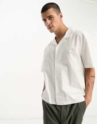 Weekday Charlie boxy fit short sleeve shirt in off-white