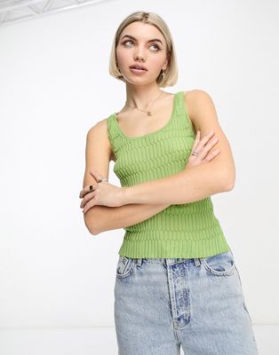 Weekday Claire knit tank top in green